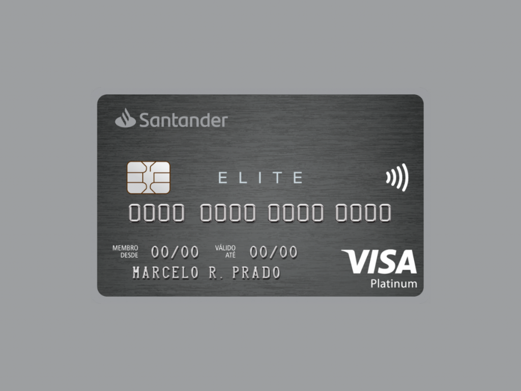 Cartão Santander Elite Platinum em fundo cinza