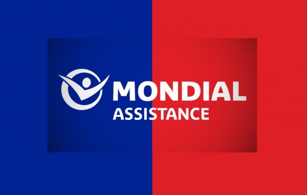 Logo azul e vermelho da Mondial