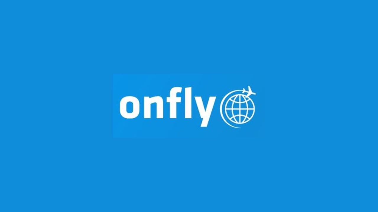 Logo app Onfly com fundo azul