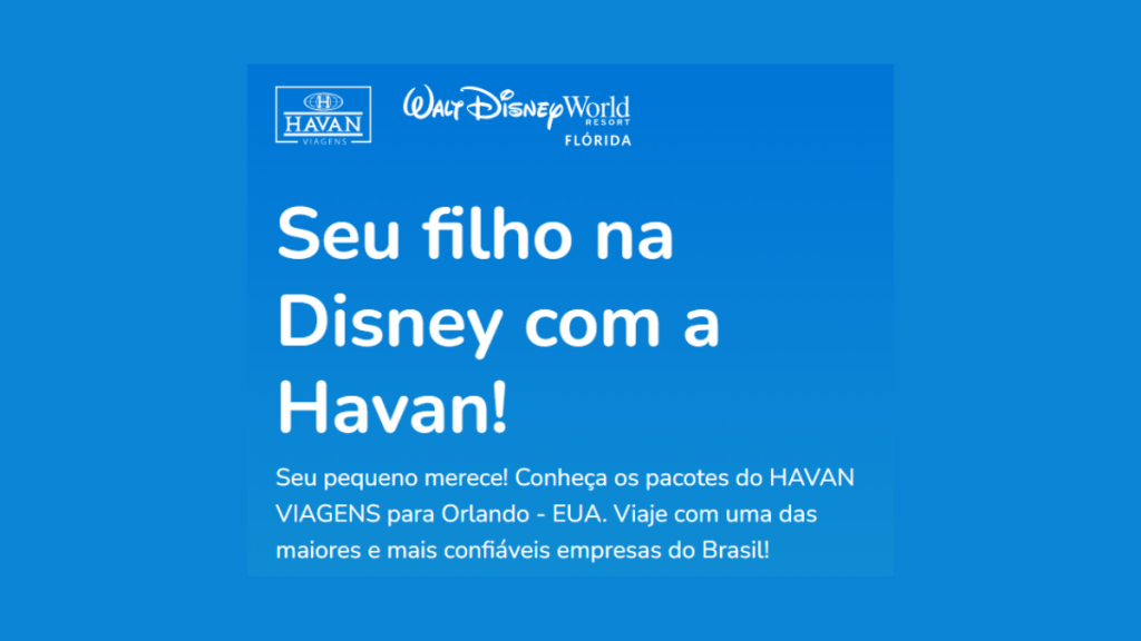 imagem de propaganda de viagem para a Disney com a Havan